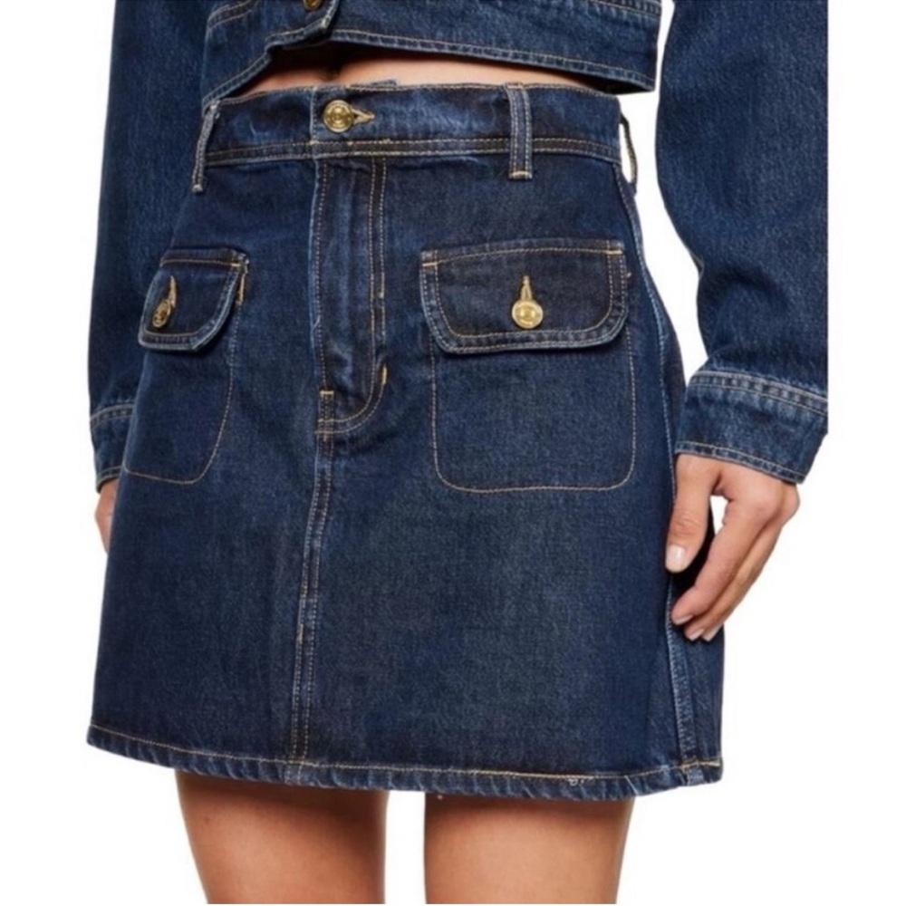 Reformation Elia Patch Pocket Denim Mini Skirt
